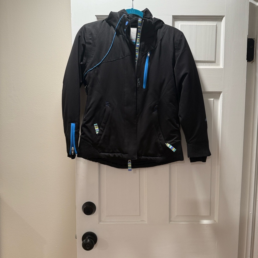 Obermeyer Kids Black Ski Jacket with Blue Accents
